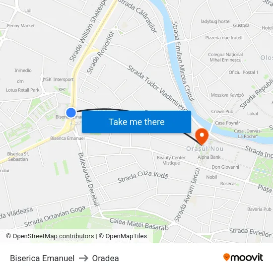Biserica Emanuel to Oradea map