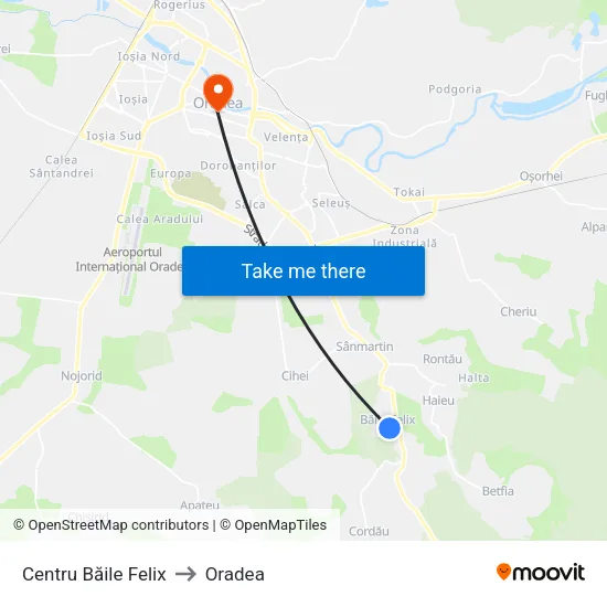 Băile Felix | Centru to Oradea map