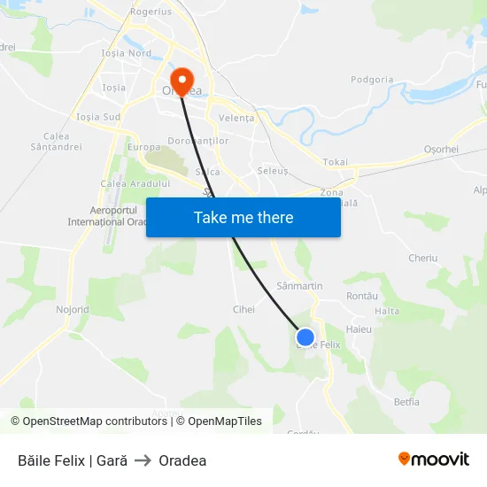 Băile Felix | Gară to Oradea map