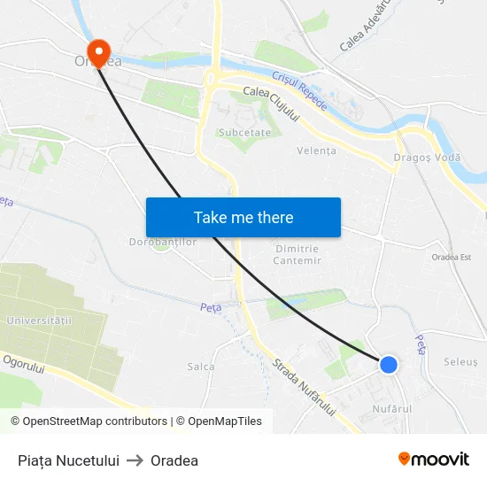 Piața Nucetului to Oradea map