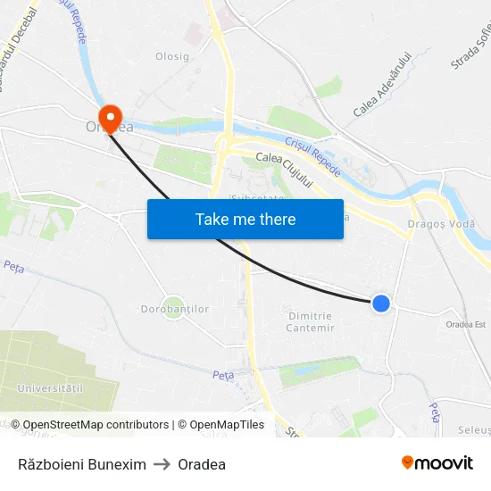 Războieni Bunexim to Oradea map