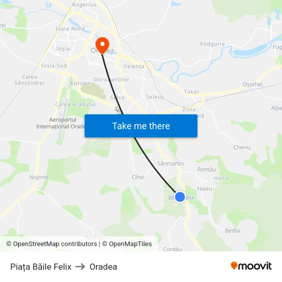 Piața Băile Felix to Oradea map