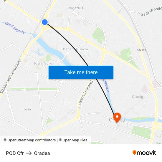POD Cfr to Oradea map