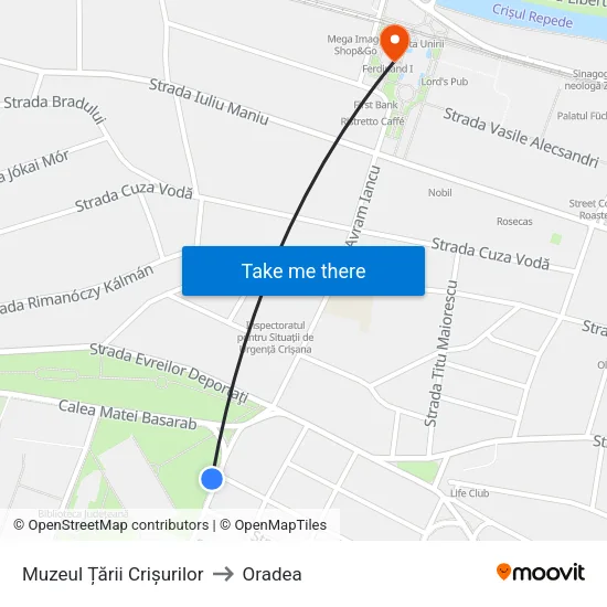 Muzeul Țării Crișurilor to Oradea map