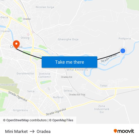 Mini Market to Oradea map