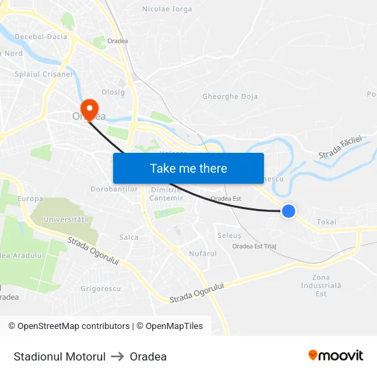 Stadionul Motorul to Oradea map