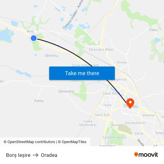 Borș Ieșire to Oradea map