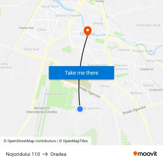 Nojoridului 110 to Oradea map