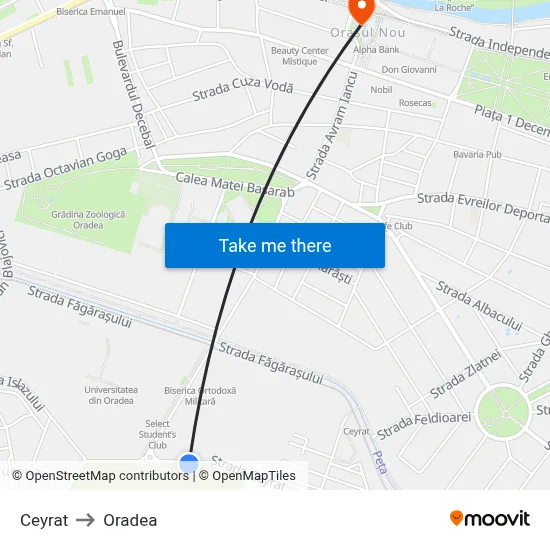 Ceyrat to Oradea map