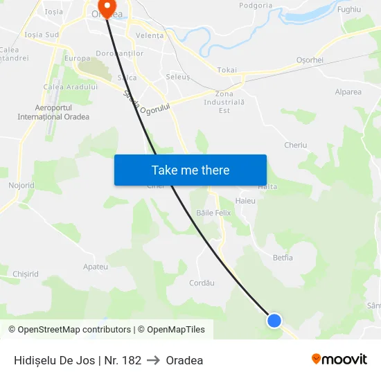 Hidișelu De Jos | Nr. 182 to Oradea map