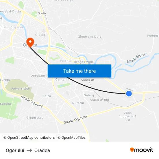 Ogorului to Oradea map