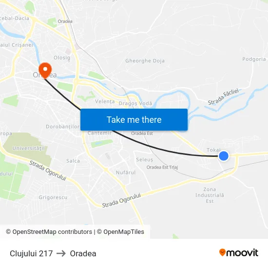 Clujului 217 to Oradea map