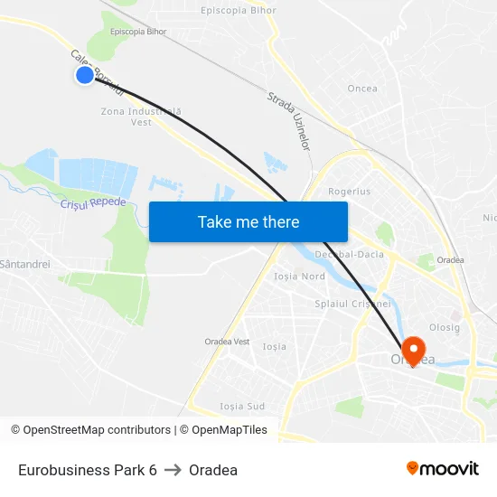 Eurobusiness Park 6 to Oradea map