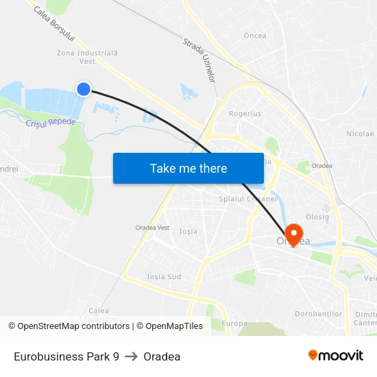Eurobusiness Park 9 to Oradea map