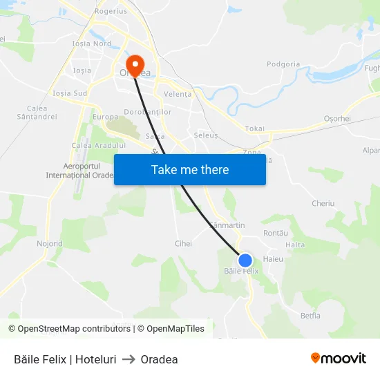 Băile Felix | Hoteluri to Oradea map