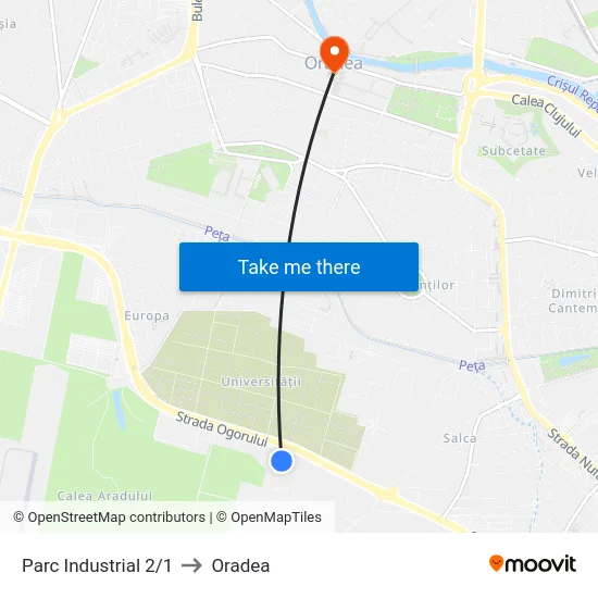 Parc Industrial 2/1 to Oradea map