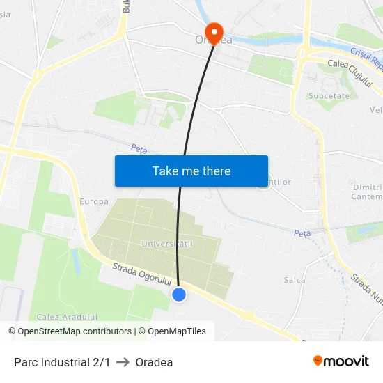 Parc Industrial 2/1 to Oradea map