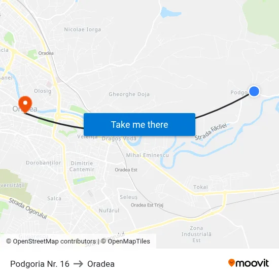 Podgoria Nr. 16 to Oradea map