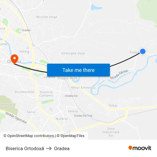 Biserica Ortodoxă to Oradea map