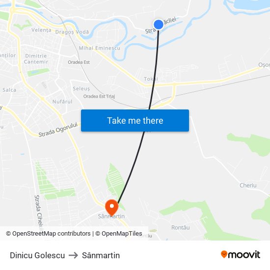 Dinicu Golescu to Sânmartin map