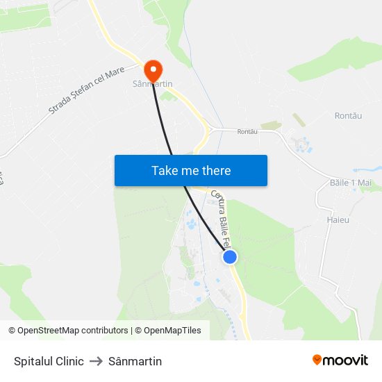 Spitalul Clinic to Sânmartin map