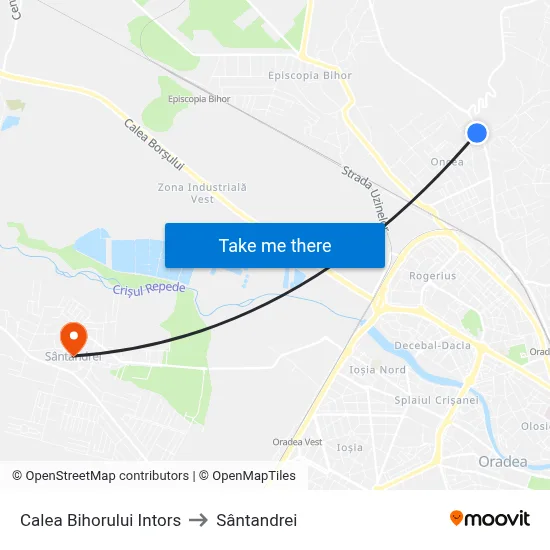 Calea Bihorului Intors to Sântandrei map