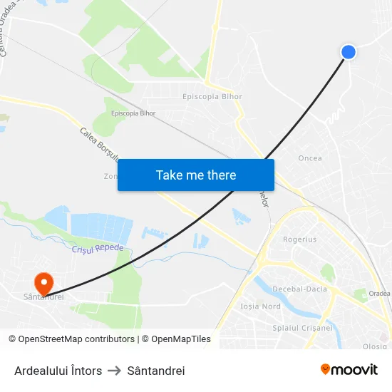 Ardealului Întors to Sântandrei map