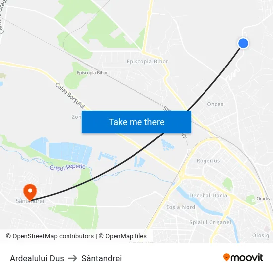 Ardealului Dus to Sântandrei map