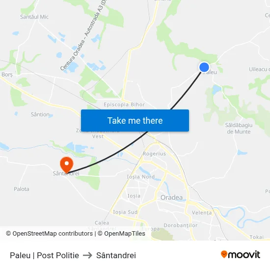 Paleu | Post Politie to Sântandrei map