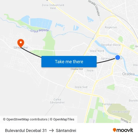 Bulevardul Decebal 31 to Sântandrei map