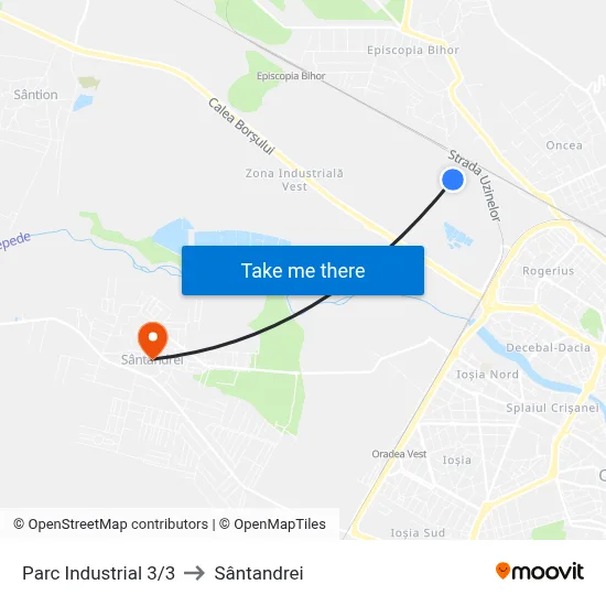 Parc Industrial 3/3 to Sântandrei map