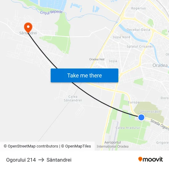 Ogorului 214 to Sântandrei map
