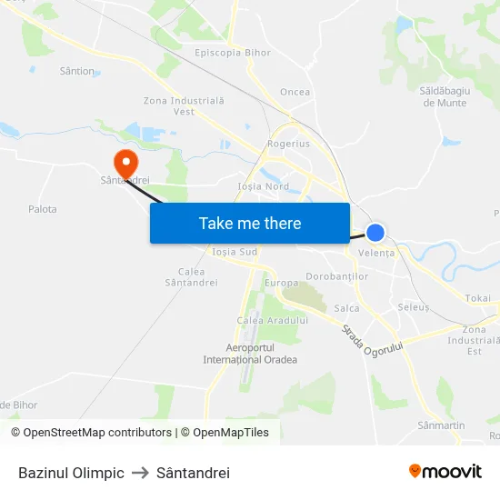 Bazinul Olimpic to Sântandrei map