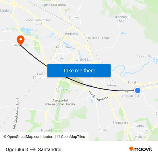 Ogorului 3 to Sântandrei map