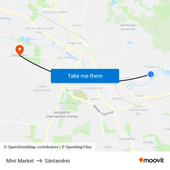 Făcliei 68 to Sântandrei map