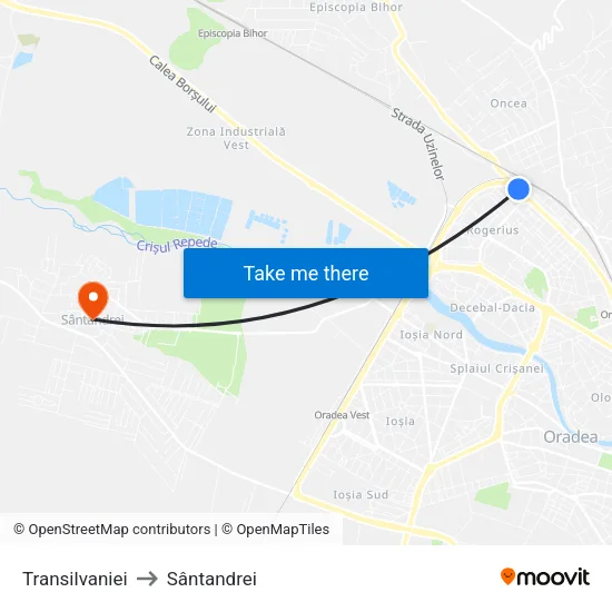 Transilvaniei to Sântandrei map