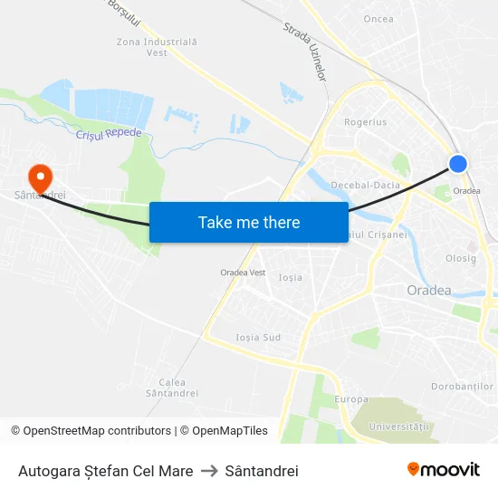 Autogara Ștefan Cel Mare to Sântandrei map