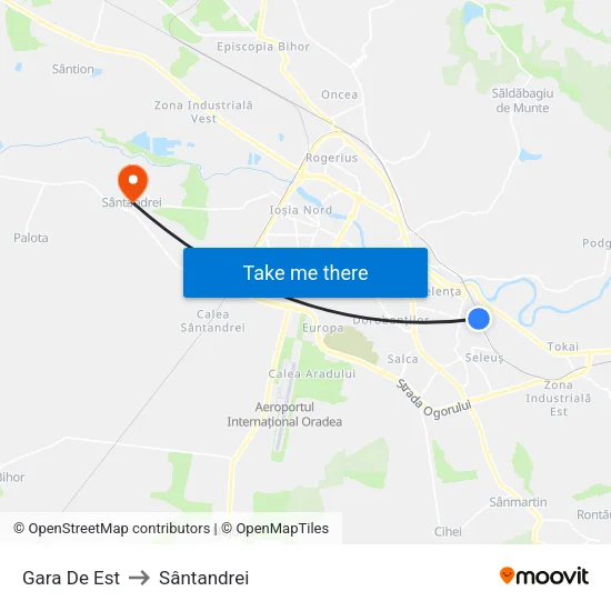 Gara De Est to Sântandrei map