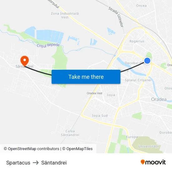 Spartacus to Sântandrei map