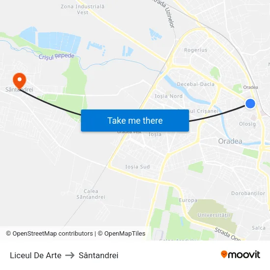 Liceul De Arte to Sântandrei map