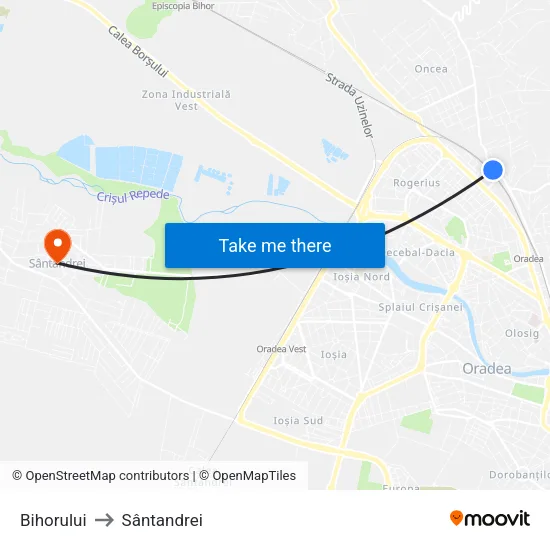 Bihorului to Sântandrei map
