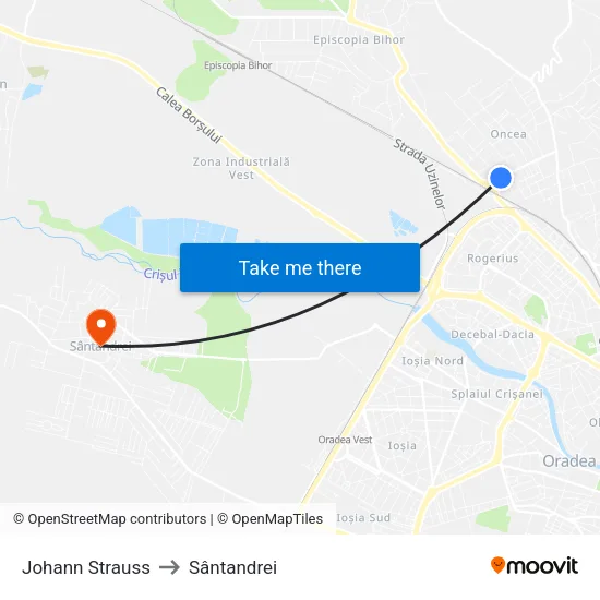 Johann Strauss to Sântandrei map