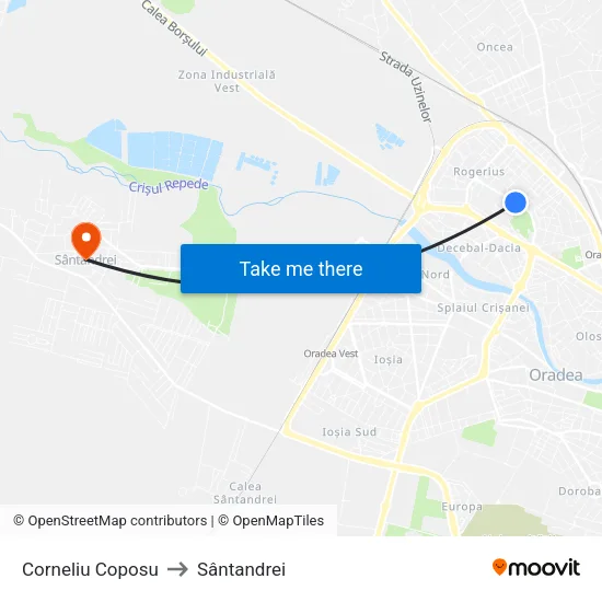 Corneliu Coposu to Sântandrei map