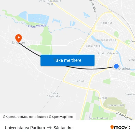 Univeristatea Partium to Sântandrei map