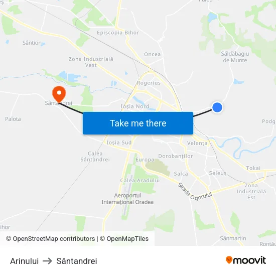 Arinului to Sântandrei map