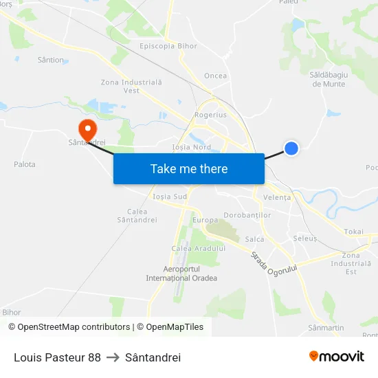 Louis Pasteur 88 to Sântandrei map