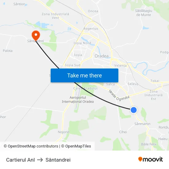 Cartierul A.N.L. to Sântandrei map