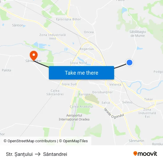 Str. Șanțului to Sântandrei map