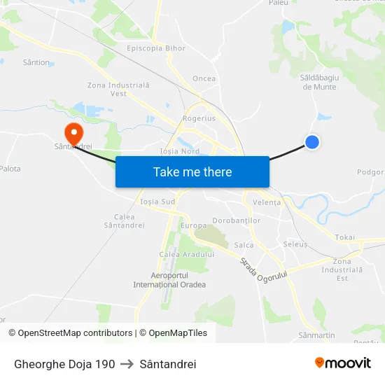 Gheorghe Doja 190 to Sântandrei map