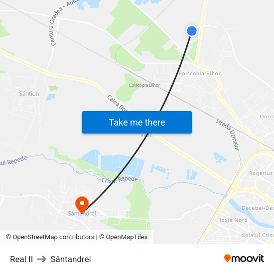 Remarkt Episcopia to Sântandrei map